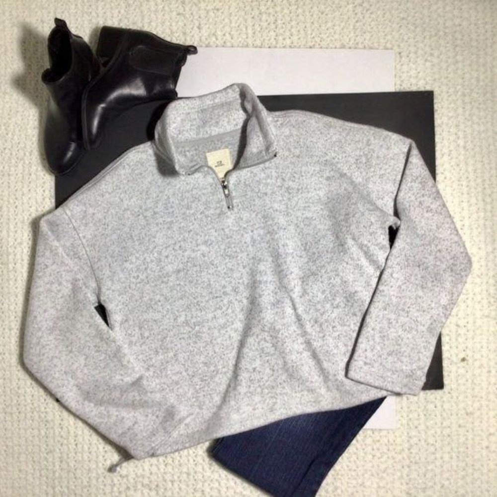 Thread & Supply Pullover 1/4 Zip Heather Gray Sz M